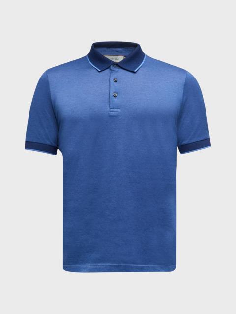 Canali Men's Cotton Polo Shirt with Tipping