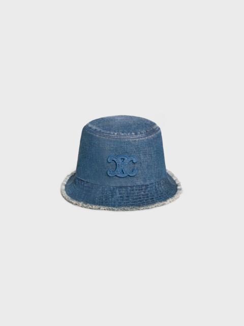 CELINE triomphe bucket hat in dark union wash denim | REVERSIBLE