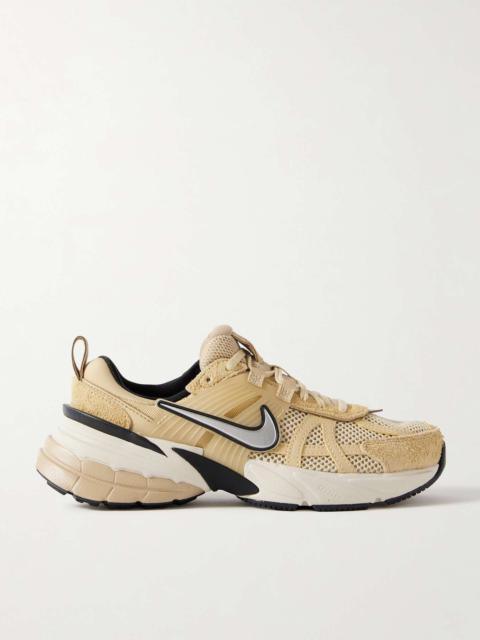 Nike V2K Run rubber, suede and metallic leather-trimmed mesh sneakers