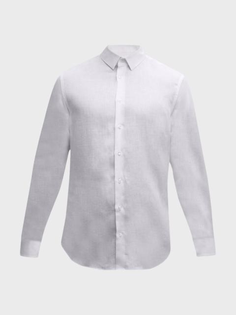 GIORGIO ARMANI Men's Solid Linen Sport Shirt