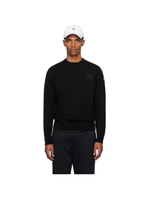 Moncler Black Embroidered Monogram Cotton Sweater