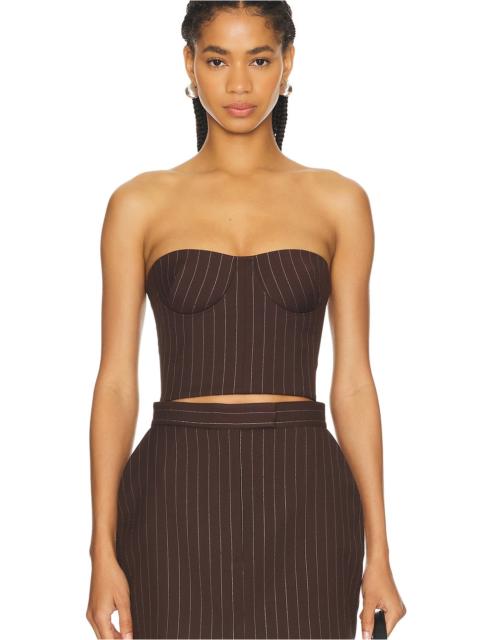 ALEX PERRY Lurex Pinstripe Strapless Crop Top
