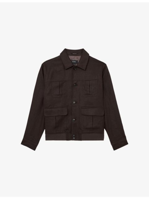 REISS Adam Patch-Pocket Linen Jacket