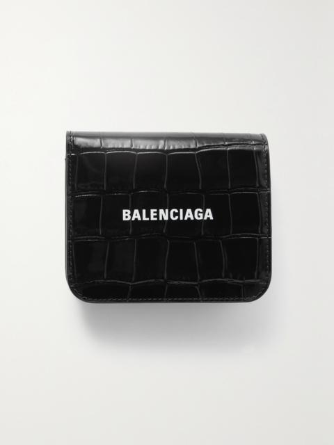 BALENCIAGA Printed Croc-effect Leather Cardholder