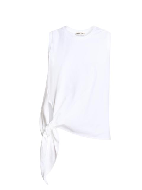 JW Anderson Women's Knotted-Hem Cotton Tank - White