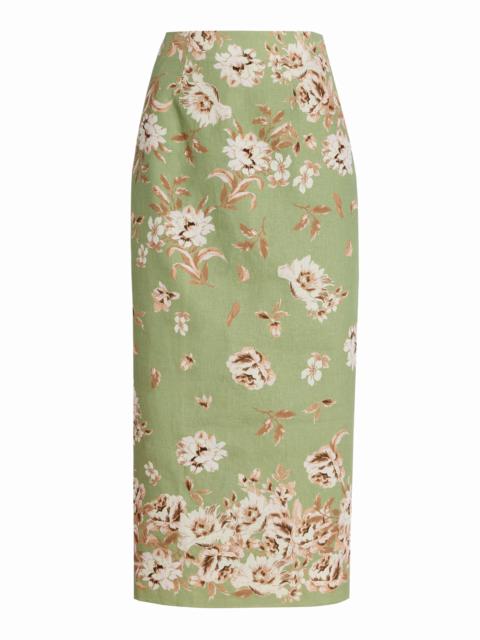 Cara Cara Exclusive Sienna Floral Linen Maxi Skirt green