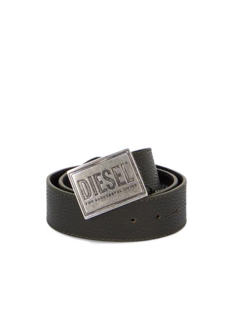 Diesel logo-plaque pebbled leather belt