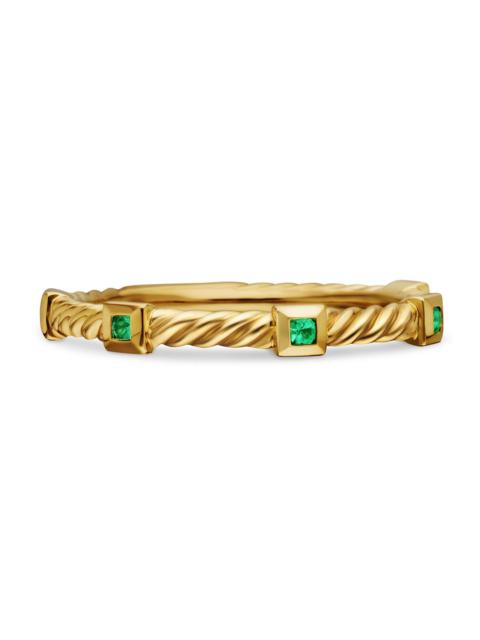 DAVID YURMAN Women's Cable Collectibles Stack Ring in 18K Yellow Gold - Emerald