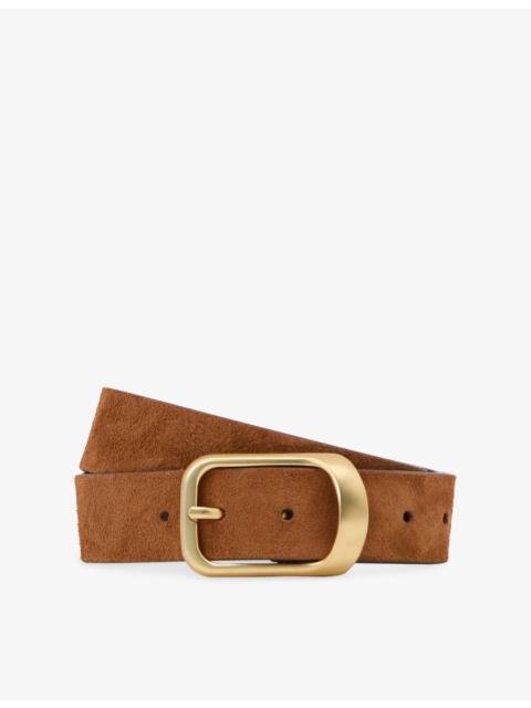 REISS Evie Curved-Buckle Suede Belt