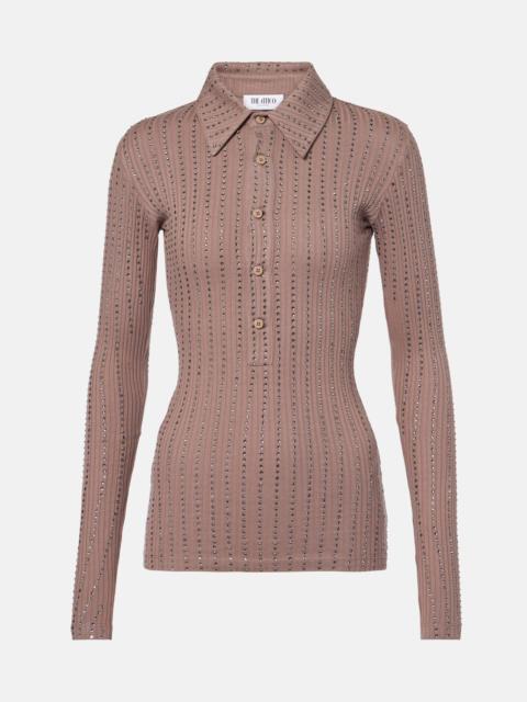 THE ATTICO Embellished cotton polo sweater
