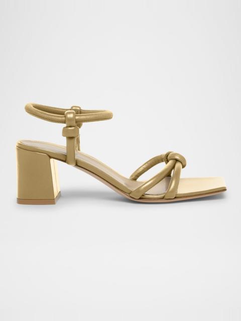 Gianvito Rossi Leather Knot Ankle-Strap Sandals