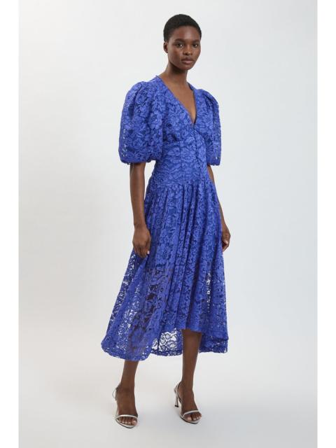 KAREN MILLEN Lace Ruffle Hem Midi Dress