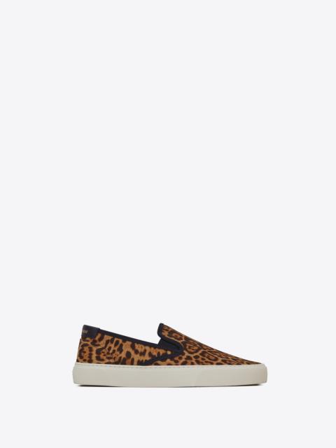 SAINT LAURENT venice slip-on sneakers in leopard-print canvas