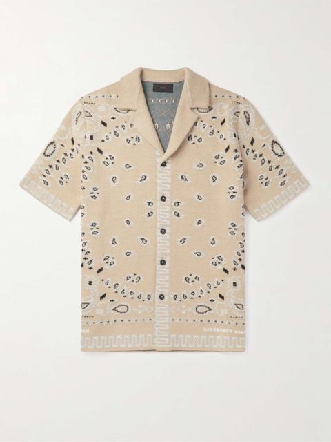 Camp-Collar Bandana-Jacquard Cotton-Piqué Shirt