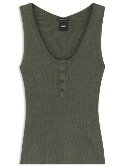 BOSS SLEEVELESS TOP IN RIB-KNIT MERINO WOOL