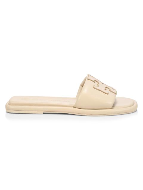 TORY BURCH Women's Double-T Monogram Padded Leather Slide Sandals - Dolce De Leche