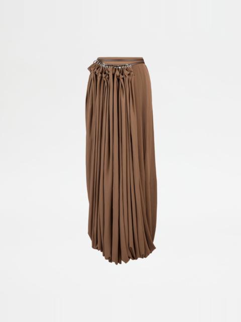 Tod's SKIRT IN STRETCH VISCOSE - BROWN