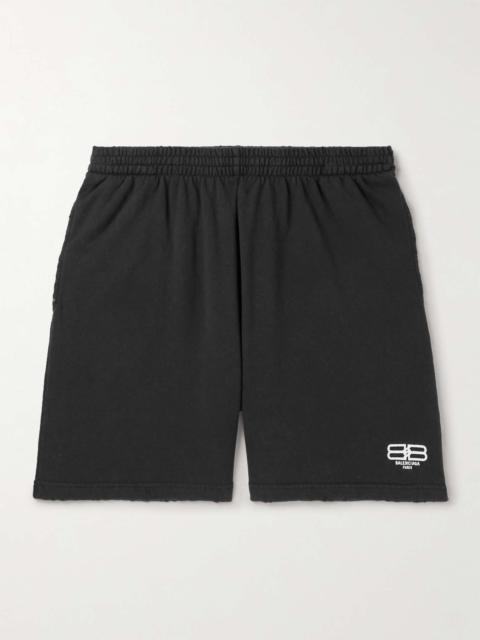 BB Paris Wide-Leg Distressed Organic Cotton-Jersey Shorts