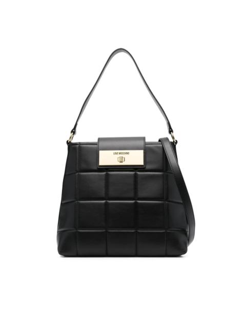 Moschino logo-plaque quilted shoulder bag