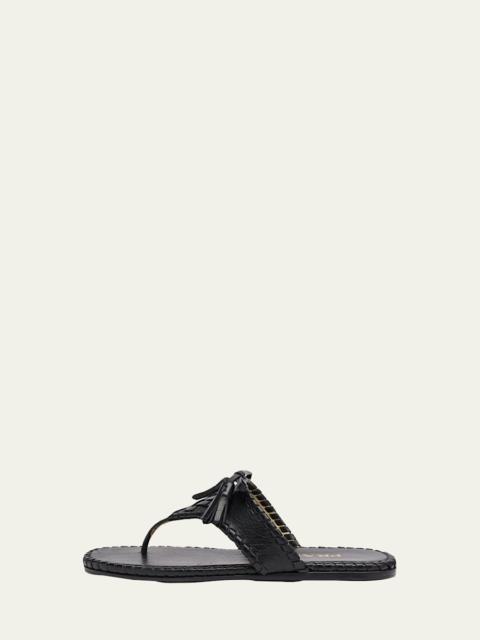 Prada Sienna Threaded Leather Thong Sandals