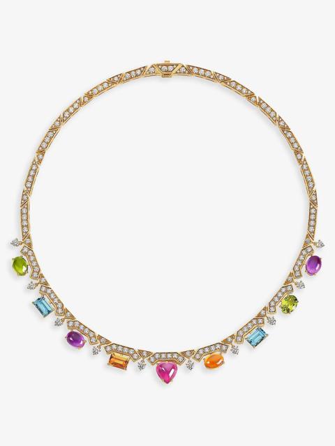 Allegra 18ct yellow-gold, 6.66ct brilliant-cut diamond and mixed-gemstone necklace