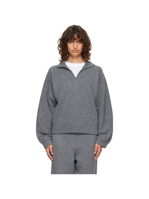 Loulou de Saison Gray Dries Cashmere Zipped Sweater