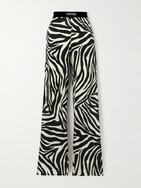 TOM FORD Zebra-print Silk-blend Satin Straight-leg Pants