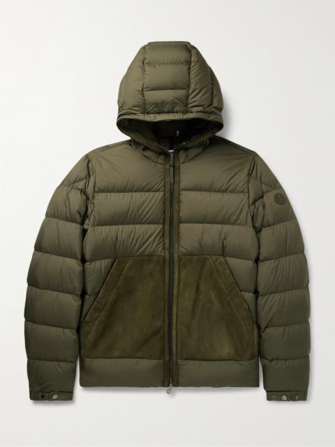 Moncler Tuffes Slim-Fit Suede-Trimmed Quilted Shell Down Hooded Jacket