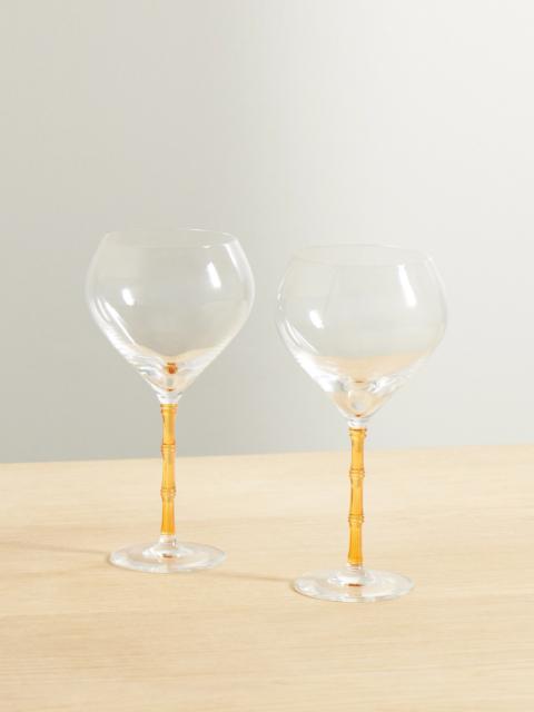 La DoubleJ Bamboo Balloon Set Of Two Crystal Glasses