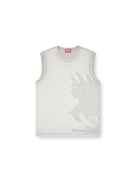 Diesel SLEEVELESS JERSEY TOP WITH EMBOSSED GRAPHICS