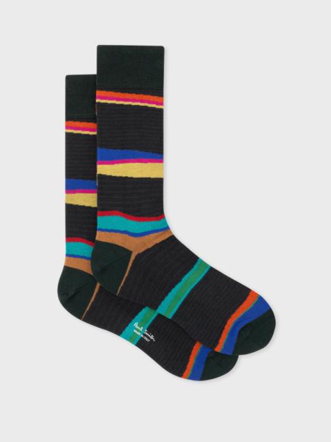 Dark Green 'Plains' Stripe Socks