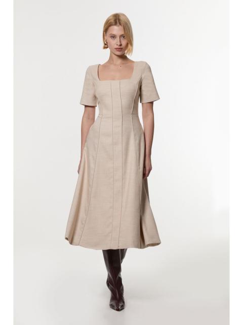 KAREN MILLEN Herringbone Full Skirt Tailored Midi Dress