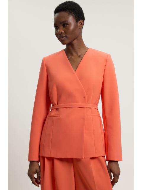 KAREN MILLEN Compact Stretch Viscose Tailored Collarless Blazer