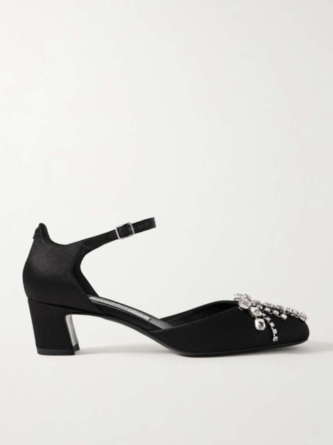 JIMMY CHOO Verity 45 crystal-embellished satin Mary Jane pumps