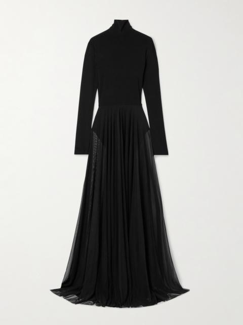 NORMA KAMALI Stretch-jersey And Mesh Turtleneck Gown