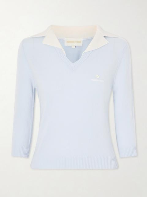 SHUSHU/TONG Logo-appliquéd Ribbed Wool Top