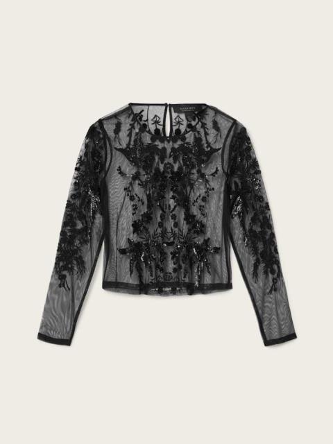 ALLSAINTS GRETA EMBELLISHED TULLE TOP