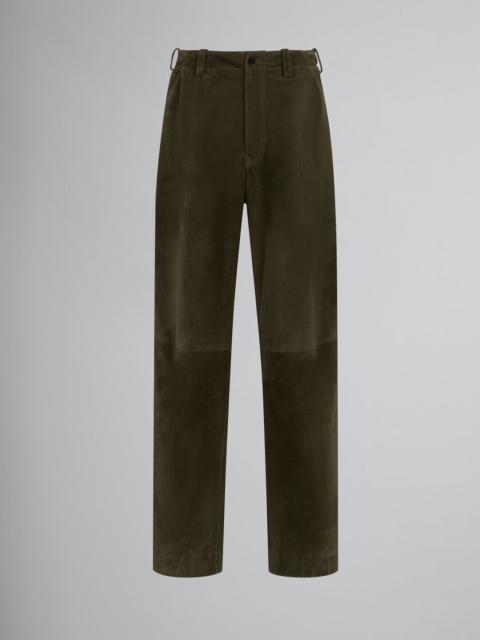 GREEN COMPACT SUEDE TROUSERS