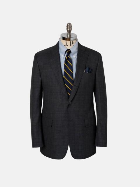 J. PRESS MADE-IN-USA CHARCOAL & BLUE SHADOW PLAID WOOL IVY MODEL SUIT