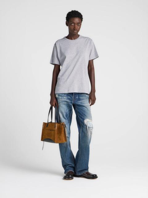 JW Anderson WOMENS EMBROIDERED ANCHOR T-SHIRT IN MID GREY MELANGE