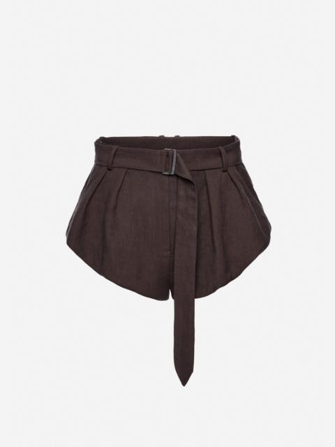 MAGDA BUTRYM Flared linen shorts in brown