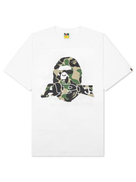 A BATHING APE® ABC CAMO APE HEAD RELAXED FIT TEE - WHITE