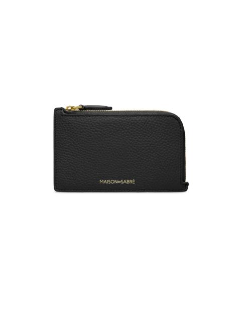 MAISON de SABRÉ Women's Leather Zip Card Holder - Black Caviar