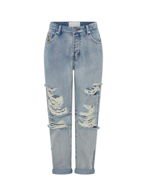 ONE TEASPOON Saints Low Waist Messed Up Boyfriend Denim Jeans - Hendrixe Blue