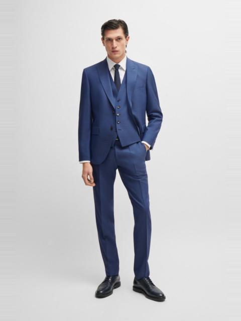 BOSS REGULAR-FIT THREE-PIECE SUIT IN MELANGE VIRGIN WOOL
