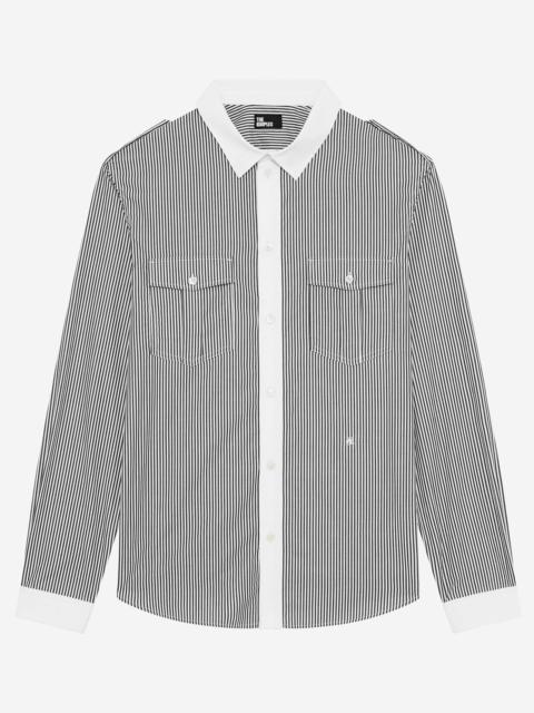 The Kooples WHITE AND BLACK PINSTRIPE SHIRT