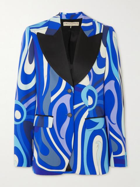 PUCCI Marmo Satin-trimmed Printed Wool-blend Twill Blazer