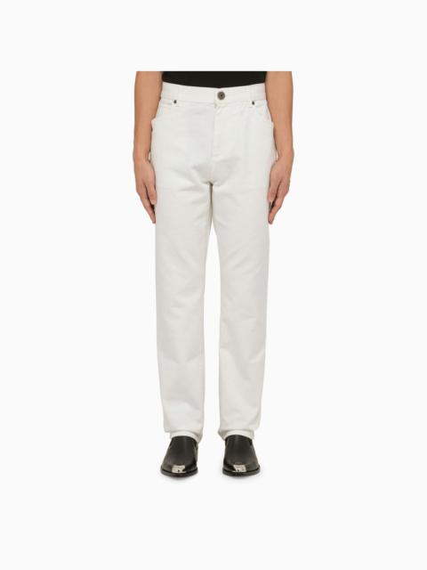 Regular white cotton trousers