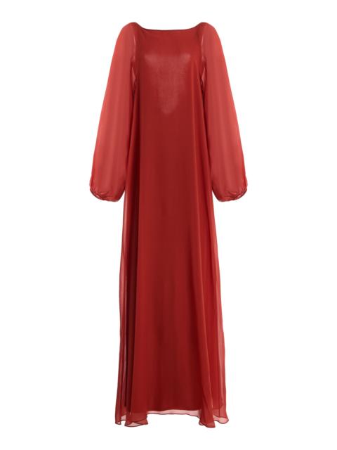 SEV Open-Back Silk-Chiffon Maxi Caftan Dress red