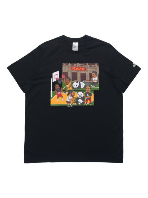 adidas adidas China Tee Basketball Sports Funny Printing Round Neck Short Sleeve Black GU6283
